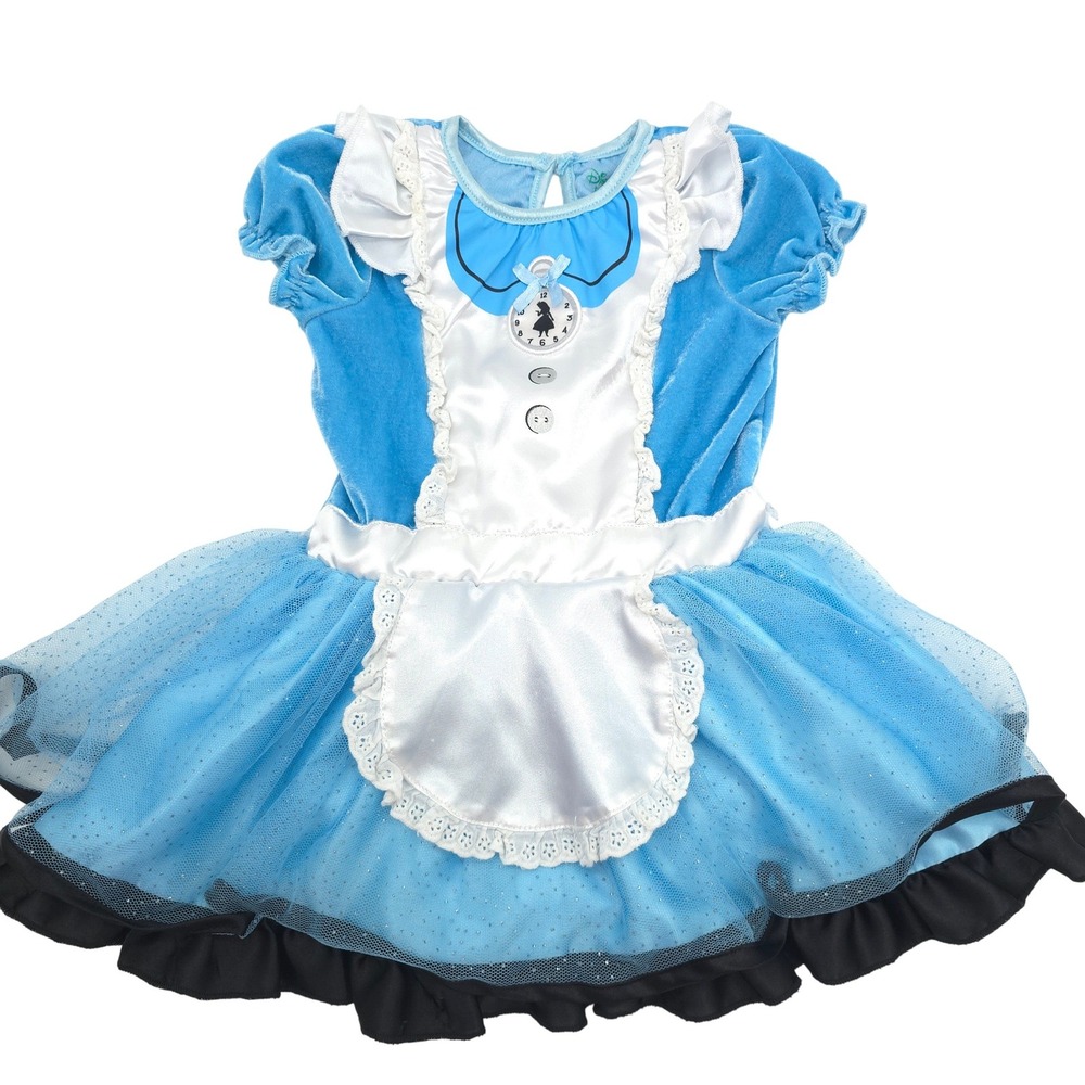 Alice in Wonderland Costume Disney Baby Blue Velvet Tulle Dress Kids 18-24M